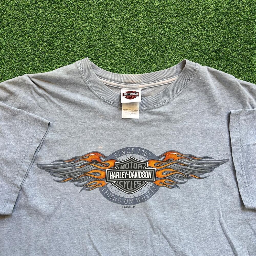 Harley Davidson vtg 2008 crazy y2k flame center hit choppers tee shirt